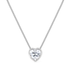 Colar Prateado de Pedra Natural em formato de Coração